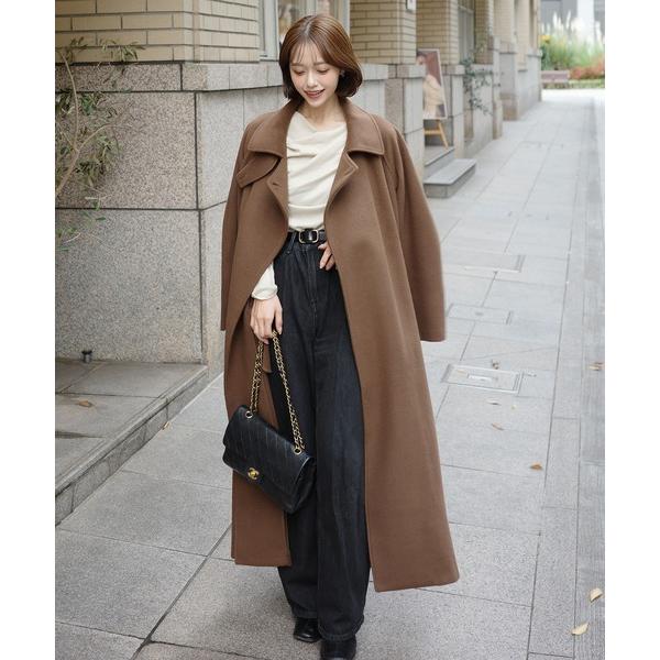 コート アウター mayu - スタンドカラーコクーンスリーブロングコート made in INTE...