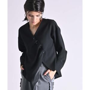 ブラウス シャツ アシメドレープブラウス レディース