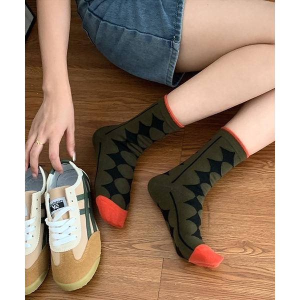 靴下 F＆D : レトロダイヤモンドチェックソックス レディース