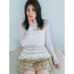 tシャツ 裾フリルジャージートップス レディース