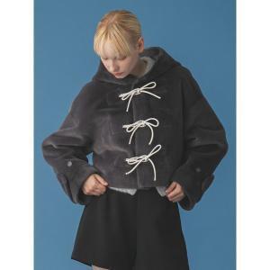 ダッフルコート コート リボンショートダッフルコート レディース