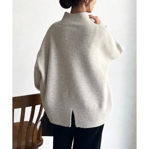 ニット セーター BACKスリットハイネックニットプルオーバー レディース