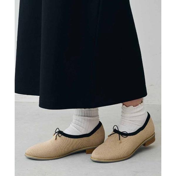 パンプス リブ　イン　コンフォート　はまじとコラボ　　ほんのりラメが上品な　リボンニットシューティ「...