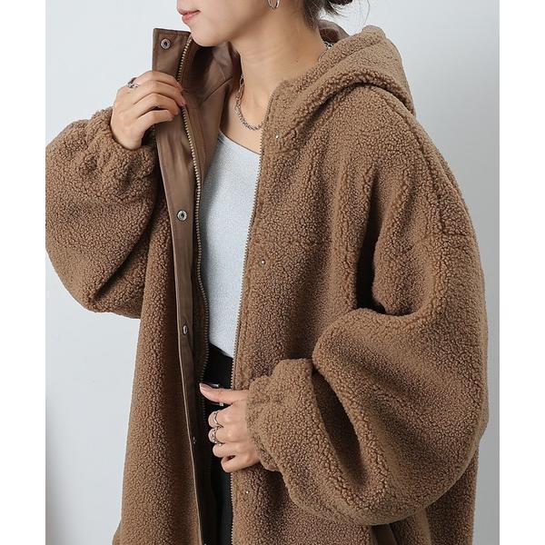 ブルゾン アウター ボアビッグシルエットフードブルゾン レディース