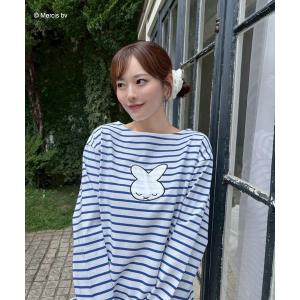 tシャツ miffy ナインチェデザインボーダーロンT レディース