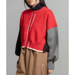 カーディガン カラーブロックニットカーディガン レディース