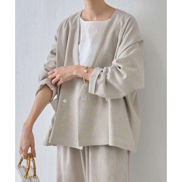 「BEARDSLEY」 ノーカラージャケット FREE ベージュ レディース