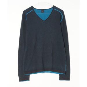 「HUGO BOSS」 長袖ニット L ネイビー レディース