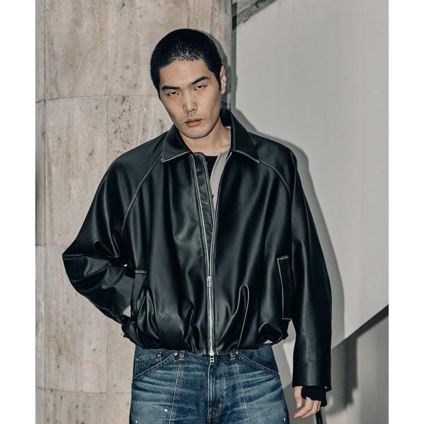 ブルゾン アウター BALOON ZIP UP JACKET FAUX LEATHER メンズ