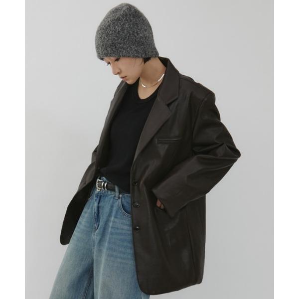 ジャケット テーラードジャケット Oversized Faux Leather Jacket / オ...