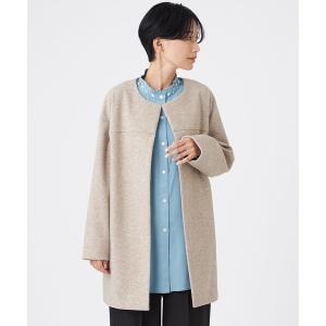 ノーカラーコート コート 「カタログ掲載」「ウォッシャブル」ウールライクジャージ―ノーカラーコーディガン レディース