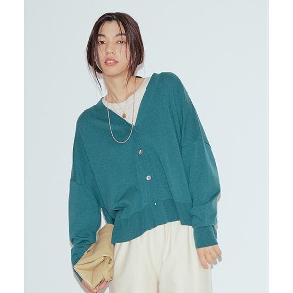 カーディガン 12ゲージウールミックスVネックニットカーディガン レディース