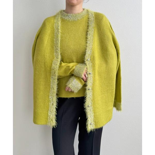 ニット セーター アンサンブルラメ衿ニット レディース