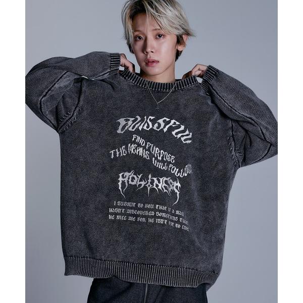 セーター ニット ヘビーウェイトヴィンテージ加工 天竺編みグラフィックニット「UNISEX」 メンズ...