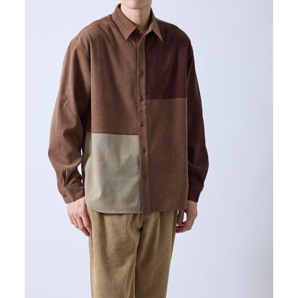シャツ フェードツイル切替シャツ メンズ