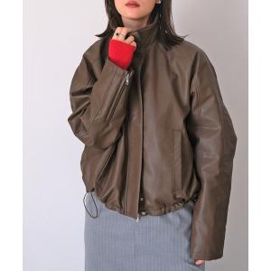 ブルゾン アウター フェイクレザージップアップブルゾン レディース