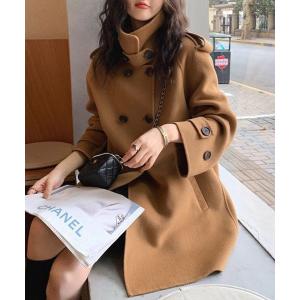 コート アウター ON/OFF使えるスタンドカラーコート レディース