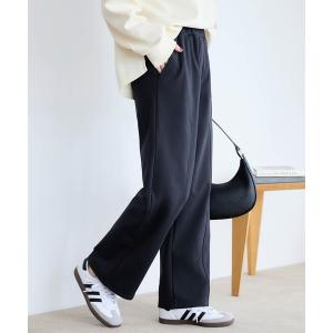 パンツ 「カットツイル×裏起毛」あったかセミワイドパンツ　レギュラー丈 レディース