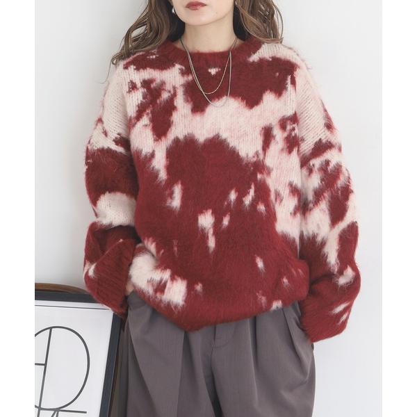 ニット セーター mohair モヘアタッチタイダイ柄オーバーサイズニットプルオーバーセーター レデ...