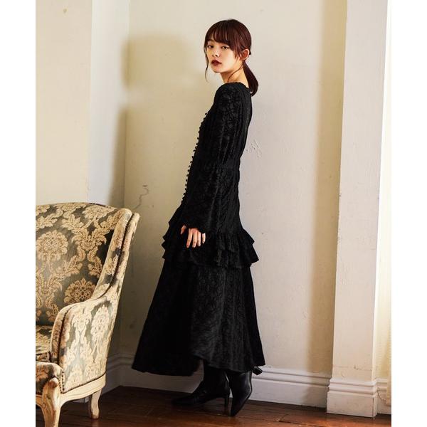 ワンピース 起毛レースペプラムワンピース 588889