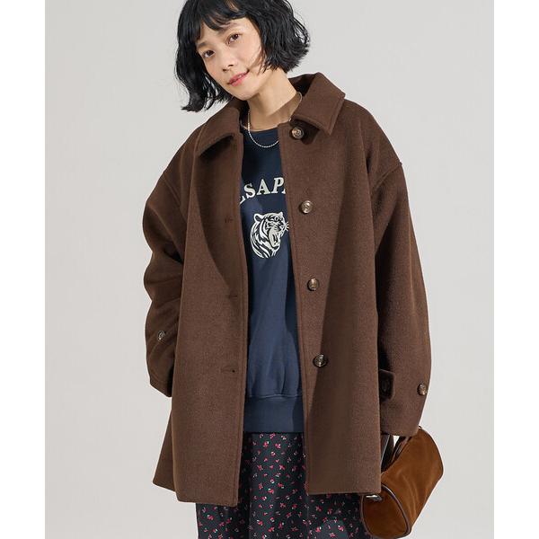 ステンカラーコート コート ビーバーミドルコート/ミドル丈 ステンカラーコート レディース