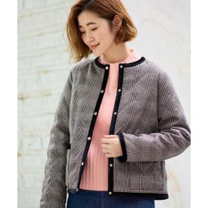 ブルゾン アウター 「2WAY・リバーシブル」一枚でチェック柄も無地も！キルトジャケット レディース