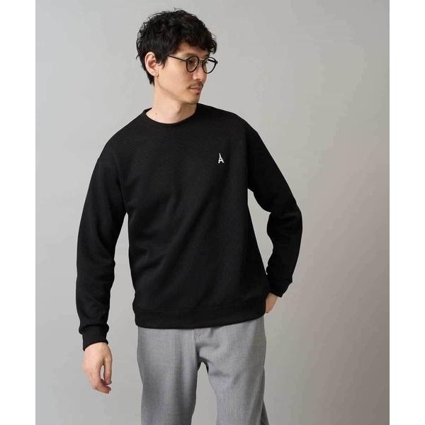 tシャツ 「イージーケア/毛玉になりにくい」アゼダブルフェイスワンポイント刺繍プルオーバー メンズ