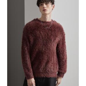 セーター ニット ミックスシャギー グラデーション オーバーサイズ クルーネック ニット メンズ レディース