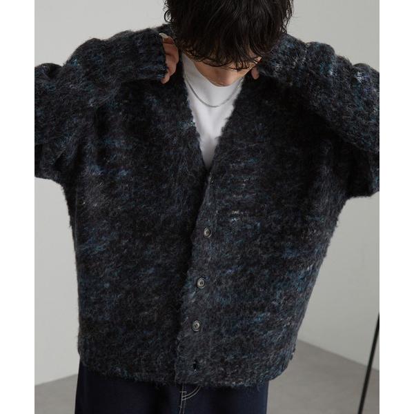 カーディガン ミックスカラー オーバーサイズ シャギーニット カーディガン メンズ レディース