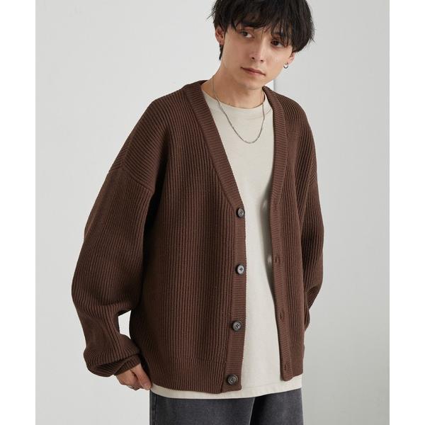 カーディガン バルキー片畦編み オーバーサイズ Vネック ボリュームニットカーディガン「帯電防止/ウ...