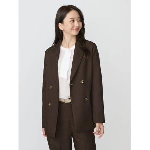 ジャケット テーラードジャケット レディスソフトスーツ　ダブルジャケット　無地　グレー/ブラウン/ネイビー レディース