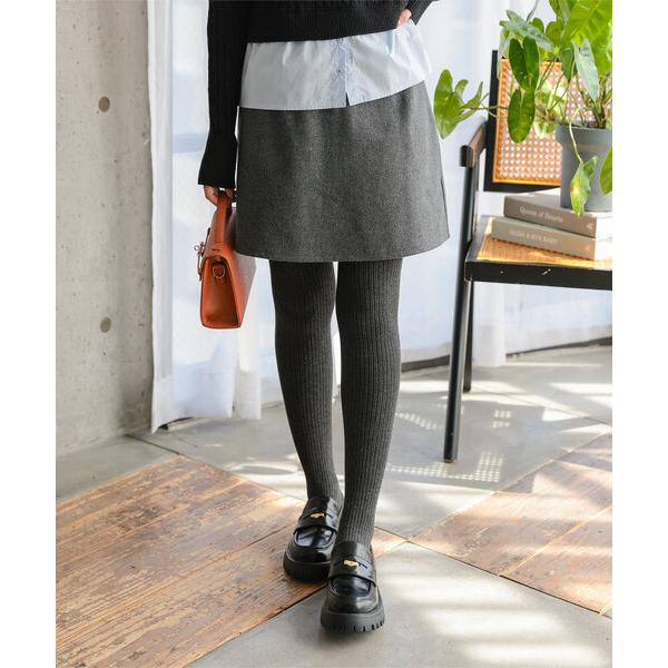 スカート 「 低身長向けサイズ 」 フェイクウールミニスカパン
