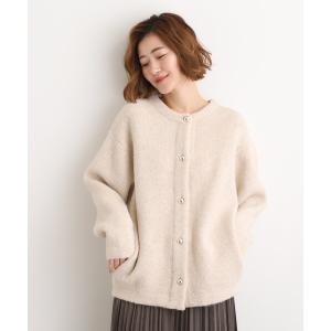 カーディガン 毛混オーバーニットカーディガン レディース