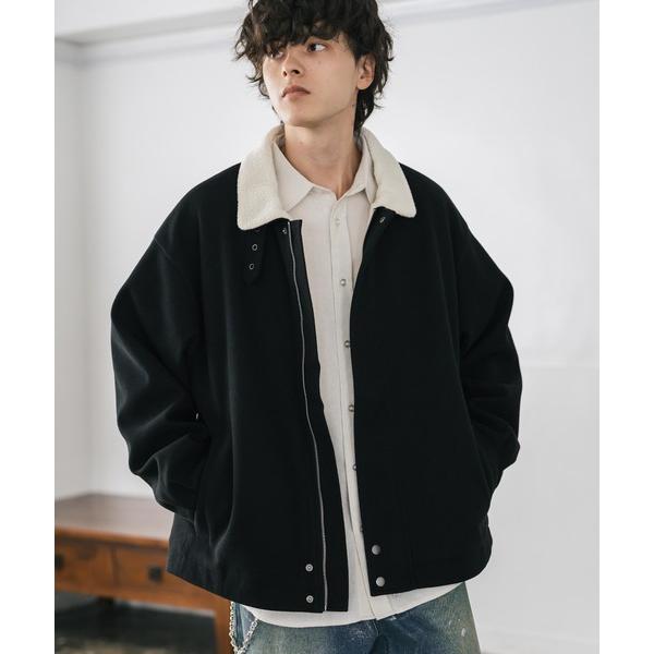 ブルゾン アウター オーバーサイズ 裏ボアメルトン2WAYショートジャケット/ベルトストラップ付きス...