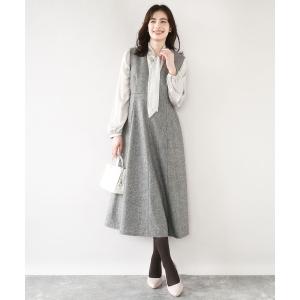 ジャンパースカート 「2025AW」ラメツイードVネックジャンパースカート/洗える/WEB限定サイズあり