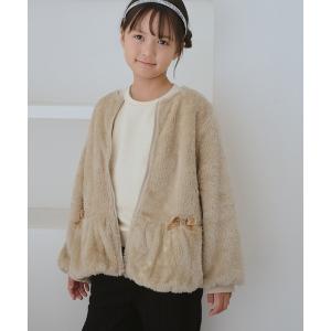 カーディガン 「KIDS/キッズ」ベロアリボンボアペプラムカーディガン キッズ 子供服 女の子