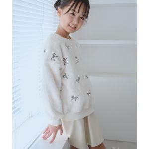 トレーナー  「KIDS/キッズ」リボン刺繍ボアプルオーバー キッズ 子供服 女の子