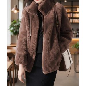 H.TOKYO ブルゾン アウター 短丈ノーカラーフェイクファージャケット