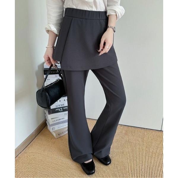 パンツ 「ドッキング商品」ラップスカート ストレッチフレアパンツ / フェイクレイヤード レディース