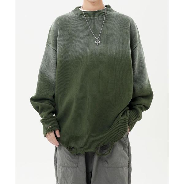 セーター ニット ダメージ加工 ニットプルオーバー/Distressed knit pullover...