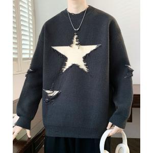 セーター ニット ダメージ加工ニット/Distressed knit aimoha neo メンズ