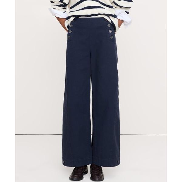 パンツ ハイライズ ストレッチキャンバス セーラーパンツ レディース