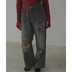 「qumerry.」 デニムパンツ MEDIUM ブラック レディース