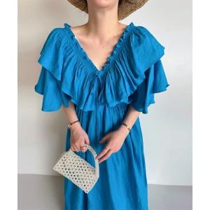 「N.s」 半袖ワンピース FREE ブルー レディース