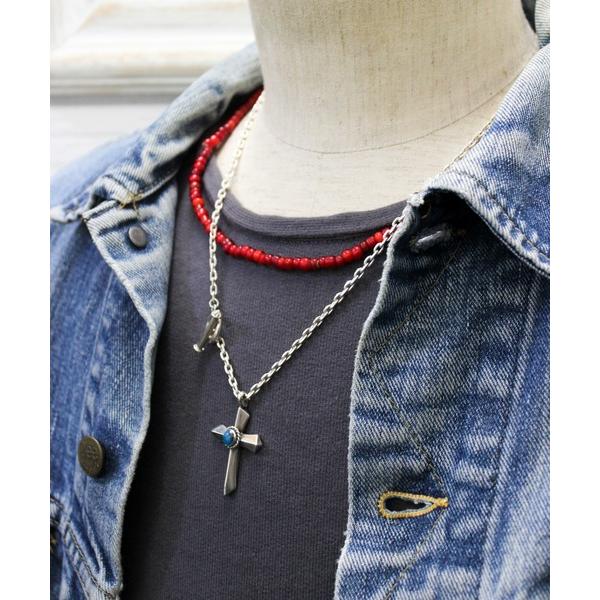 ネックレス ガレージウダガワ キングマンターコイズ シルバー クロス ネックレス 55cm メンズ ...