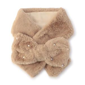 マフラー 「ジュニア対応」ふわもちパールリボンマフラー キッズ 子供 女の子