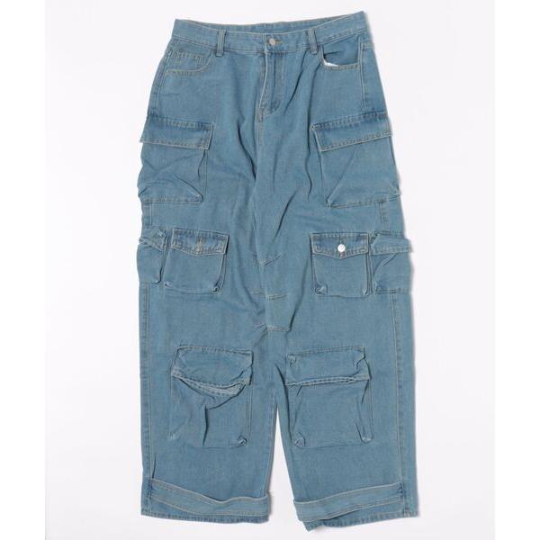 ジーンズ /マルチポケット バギーカーゴデニムパンツ/ メンズ レディース