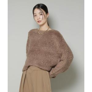 ニット セーター クロップドワイド起毛加工ニットトップス レディース