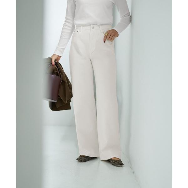 ジーンズ デニム デニムパンツ セミワイドストレートホワイトデニム レディース