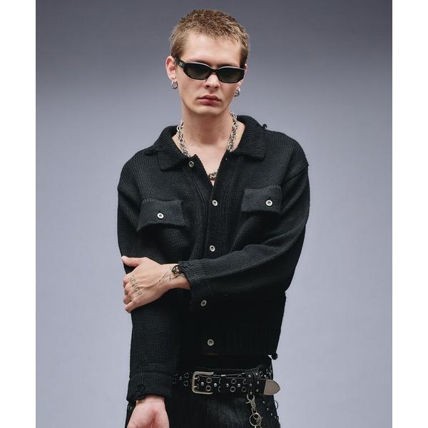 セーター ニット Dameged W-pocket Knit Jacket / ダメージWポケットニ...